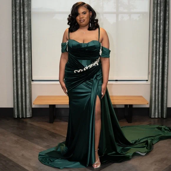 slim fit dress slacks Strapless Long Sequin Prom Dress: Alyce 61796 Forest Green / 000 main image 1